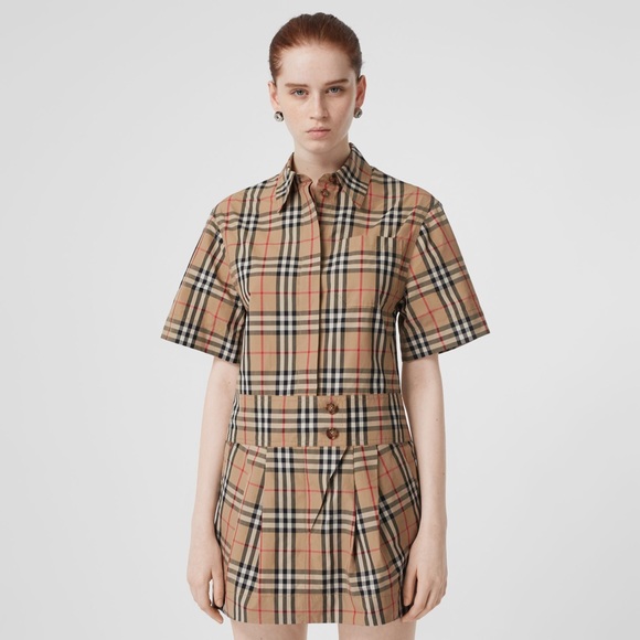 burberry check shirt dress